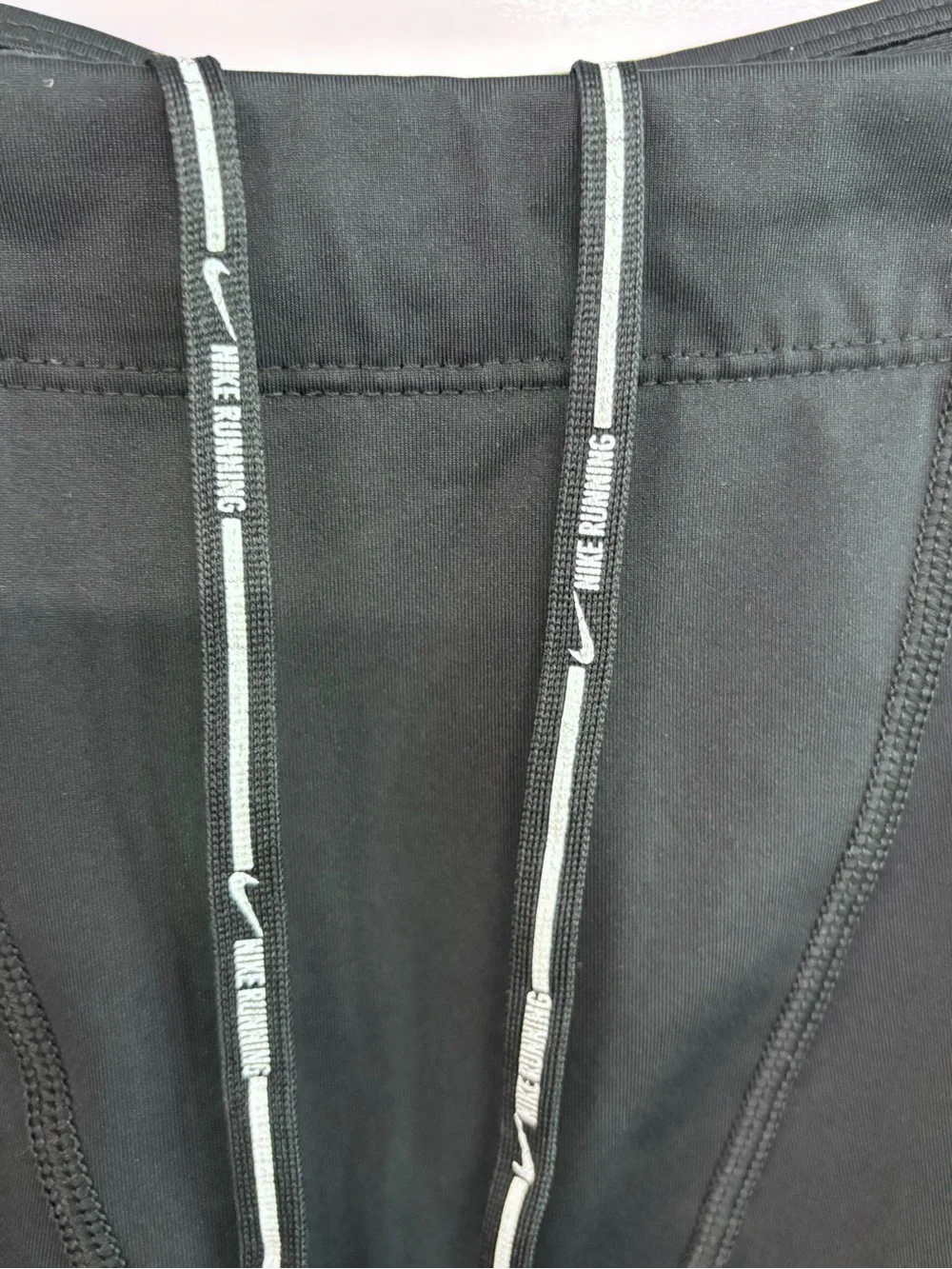 Men's Nike Running Dri-FIT Leggings Black Large Reflective Logo Drawstring Activ